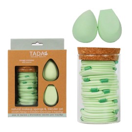 TADA Natural Beauty Makeup Sponges Set with Jar - Makeup sponges for foundation Powder Makeup blending (14PK Green)