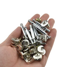 Hahiyo Furniture Connector Cam Lock Fittings Dowel Flat Back Fastener Table Side Knock Down with Pre-Inserted Bolt Nut Rock Solid Fit Hole Properly Good Grab for Drawer Dresser Cabinet 10Sets 14x16mm