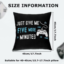 4 Pieces Gaming Cushion Cover Video Game Themed Pillowcase Gamer Throw Pillow Covers for Gaming Fan Funny Gaming Pillow Case for Home Office Car Sofa Bedroom Present, 45 x 45 cm