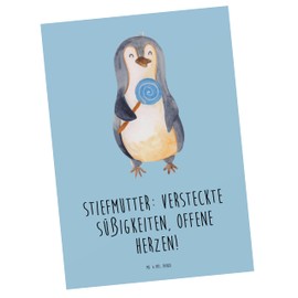 Mr. & Mrs. Panda Postkarte Stiefmutter Herzen - Geschenk, Bonusmutter, Familie, Stiefkind, Muttertag, Ansichtskarten, Geschenkkarte, einzigartige