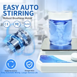 AYINLAB Magnetic Stirrer Set(4 Stir Bars & a Retriever), Strong Magnetic Stir Plate 3000rpm with Speed Control for Liquid Mixing, Magnetic Mixer for Chemistry, Lab, Yeast Starter, Drinks & DIYs