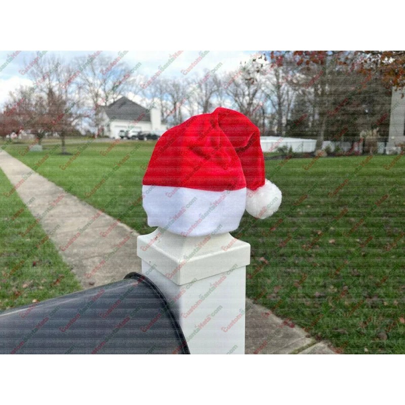 CustomSantaHats.com Outdoor Mini Santa Hat for Mailbox Cap 4x4 Christmas