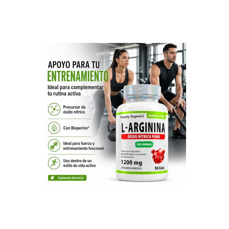 L Arginina 1200 mg | Pre Entreno y Óxido Nítrico