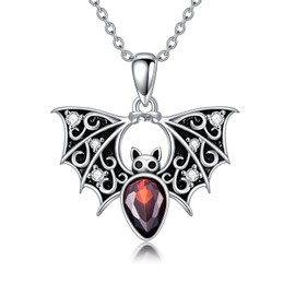 LONAGO Bat necklace 925 Sterling Silver Black Bat Pendant Necklace for Women