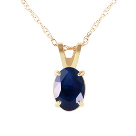 Galaxy Gold GG 1 Carat 14k14 Solid Gold Oval-shaped Natural Sapphire Pendant Necklace
