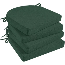 Basic Beyond Chair Cushions for Dining Chairs 4 Pack, Kitchen Chair Cushions with Ties and Non Slip Backing, 16 x 16 inches Chair Pads for Dining Chairs (Forest Green)