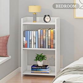HAYOFAMY Bookshelf, Bookcase for Small Spaces, 3 Tier White Book Organizer Storage Display Rack for Kids Room, Living Room, Office, Bedroom and Bathroom