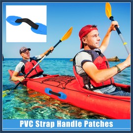 INFINAUTO 2pcs Universal PVC Strap Handle Patches Carry Grab Handle Blue Durable Material Stylish Design