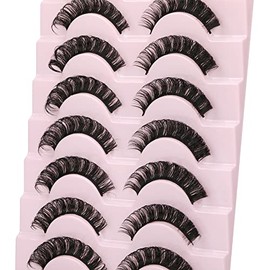 wiwoseo Eyelashes Russian Strip Lashes D Curly Natural Wispy Fluffy
