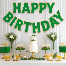 LITAUS, Green Happy Birthday Banner - Pre-Strung, 9 ft, No DIY | Birthday Decorations | Happy Birthday Sign for Birthday Decor, Backdrop | Birthday Banner for Women, Men, Kids