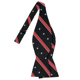 KissTies Mens Bowtie Patriotic Self-tied Black Silk US Stars 4th Of July Bow Ties