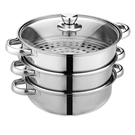 Steamer Pot for Cooking 11 inch Steamer Pot, 3-tier Multipurpose 18/8 Stainless Steel Steam Pot Cookware with Lid for Vegetable, Dumpling, Stock, Sauce, Food