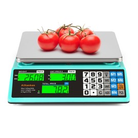 88lb/40kg Digital Price Computing Scale - Commercial Food Scale with Dual LCD Displays, Counting Feature, and Reversed Platter for Farmers Market, Retail, Deli, and Meat Weighing