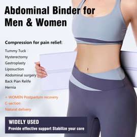 Cozyhealth Elastic Universal Post Surgery Abdominal Binder Lower Waist Support Belt, Wide Belly Girdle Postpartum Stomach Surgical Compression Belly Band for Men and Women (2 Panel - 6", Medium)