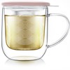 Teabloom Tea-For-One Steeping Mug – Insulated Double Wall Glass Mug