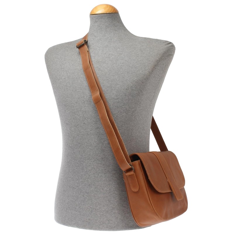 LECONI LE0074 Women's Small Shoulder Bag Natural Soft Leather Handbag