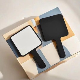 HOPOPRO Portable Hand Mirror with Handle for Makeup, Ideal for Both Men and Women for Anyone who Needs a Handheld Mirror for Hairdressing, Shaving Any Other Purpose(Square Black 3.34 x 6.10 inches)