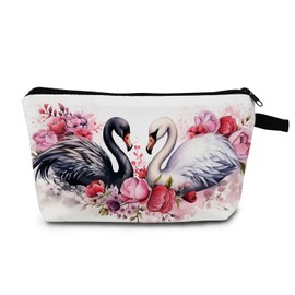 MoCaliduccious Swans Makeup Bag Swan Lover Gifts for Women Sister Best Friend Travel Toiletry Bag Zipper Pouch For Women