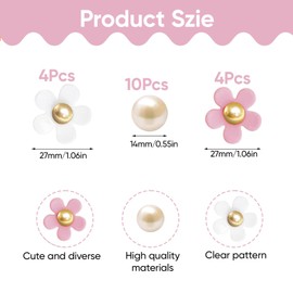 Flower Pearl Croc Charms for Shoe - 18 Pcs Cute Croc Charms - Flower & Pearl Shoe Decorations - Stylish Crocs Charm for Girls & Adults – Bling Shoes Accessories Gift Set