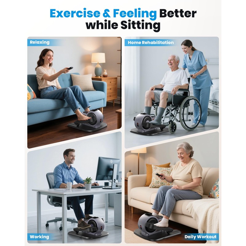 Under Desk Ellipse Machine,Motorized Ellipse Leg Exerciser for Seniors Fully