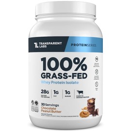 Transparent Labs Grass-Fed Whey Protein Isolate - Naturally Flavored, Gluten Free Whey Protein Powder with 28g of Protein per Serving & 9 Amino Acids - 30 Servings, Chocolate Peanut Butter