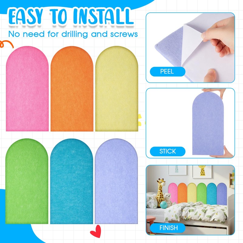 Jetec 6 Pcs Felt Wall Padding for Kids Anti Collision