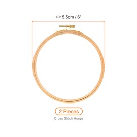 PATIKIL 2 Pieces 6 Inch Embroidery Hoops Round Adjustable Beach Wood Circle Cross Stitch Hoop Ring Bulk for Embroidery Art Craft Handy Sewing Decoration