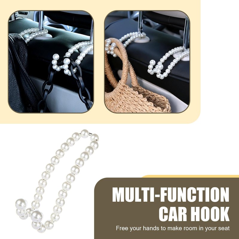 Arwrilt 2 PCS Car Pearl Seat Headrest Hook, Car Hangers