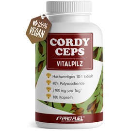 Cordyceps Capsules 180x - 2100 mg Vital Mushroom Extract from Cordyceps Sinensis - High-Quality 10:1 Extract with 40% Bioactive Polysaccharides (840 mg per Day) - Supply for 60 Days