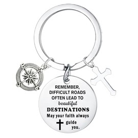 BESPMOSP Confirmation Gift for Catholic Baptism Gifts for Son Daughter Inspirational Christian Keyring Religious Gifts for Women Men Easter Birthday Gifts Cross Keyring