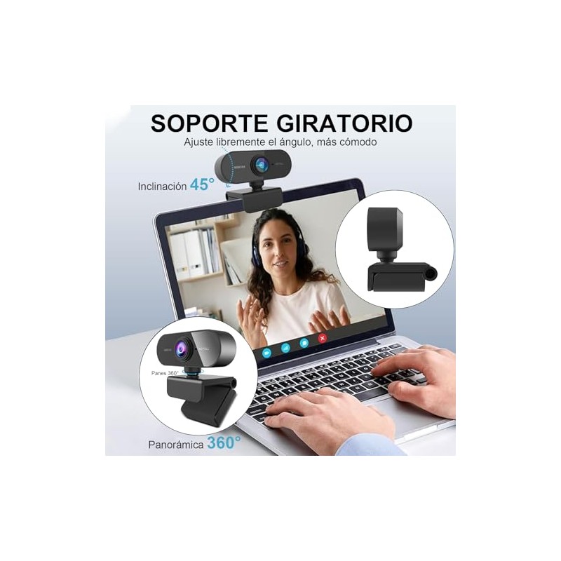 Cámara Web HD 1080P, Webcam con Microfono para PC, Camara