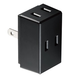 Elecom T-TR01-2300BK 3-Outlet Wall Adapter, Triple Tap, Black