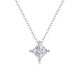 Moissanite Square Pendant Necklace | Lab Grown Diamond & Platinum Plated Pendant | Sterling Silver Necklace for Women | Moissanite Necklaces for Women | Diamond Necklaces | Non Tarnish Pendants