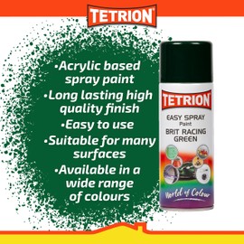 Tetrion Easy Spray Paint – Brit Racing Green 400ml, Acrylic Spray for Wood, Metal, Plastic, Ceramic & More, Long Lasting, Smooth Finish - Indoor & Outdoor Use