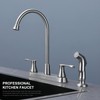 KirlystonE Kitchen Faucet with Side Sprayer, Brushed Nickel 2-Handle Faucet