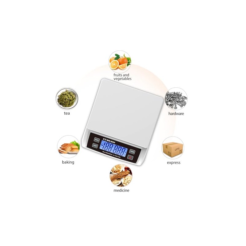 Digital Kitchen Scale 30KG/66LB, Stainless Bread Scale with LCD Display,