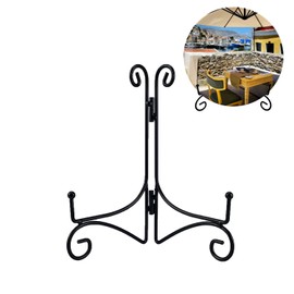 HOPEME 8 Inch Plate Stand for Display, Folding Metal Plate Easel, Black Iron Stand Photo Holder for Wedding Place Card, Decorative Plates, Picture Frame, Artwork and Album Card (8 Inch, 2 Pack)