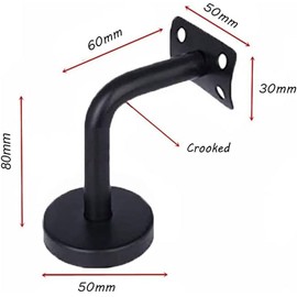 Stainless Steel Railing Rail Brackets, Wall Mounted Handrail Holder for Stair Railing, Handrail, Pack of 2 Handrail Brackets, (Black)