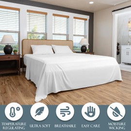 Linden & Lain Luxury King Size Bed Sheet Set | Organic Ultra Soft Bed Sheets | Viscose Derived from Bamboo | Microfiber | 18" Deep Pocket with Upgraded Elastic | Best Cooling Technology | White