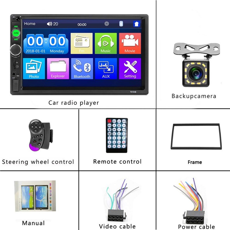 Double Din Car Stereo 7” Touch Screen Car Radio with