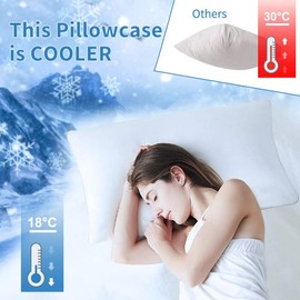 Luxear 2 cooling cushion covers, 40 x 80 cm, for night sweat, super soft cushion cover, Japanese Arc-Chill Q-Max 0.5 cooling fibre + 100% cotton, breathable pillowcase, hidden zip
