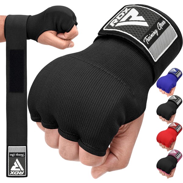 RDX Gel Boxing Hand Wraps Inner Gloves Men Women, Quick 75cm Long Wrist Straps, Elasticated Padded Fist Under Mitts Protection, Muay Thai MMA Kickboxing Martial Arts Punching Training Bandages
