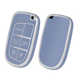 YALNORVA for Jeep Dodge Key Fob Cover, Key Fob Case Cover Fits for Jeep Grand Cherokee Renegade Compass Dodge Charger Durango Journey Challenger Chrysler 200 300 Car Accessories Key, Blue