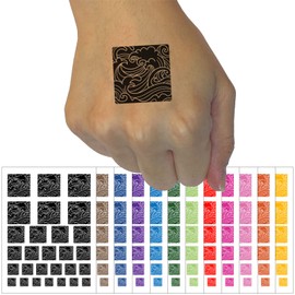 Japanese Ocean Waves Temporary Tattoo Water Resistant Fake Body Art Set Collection - Light Pink (One Sheet)