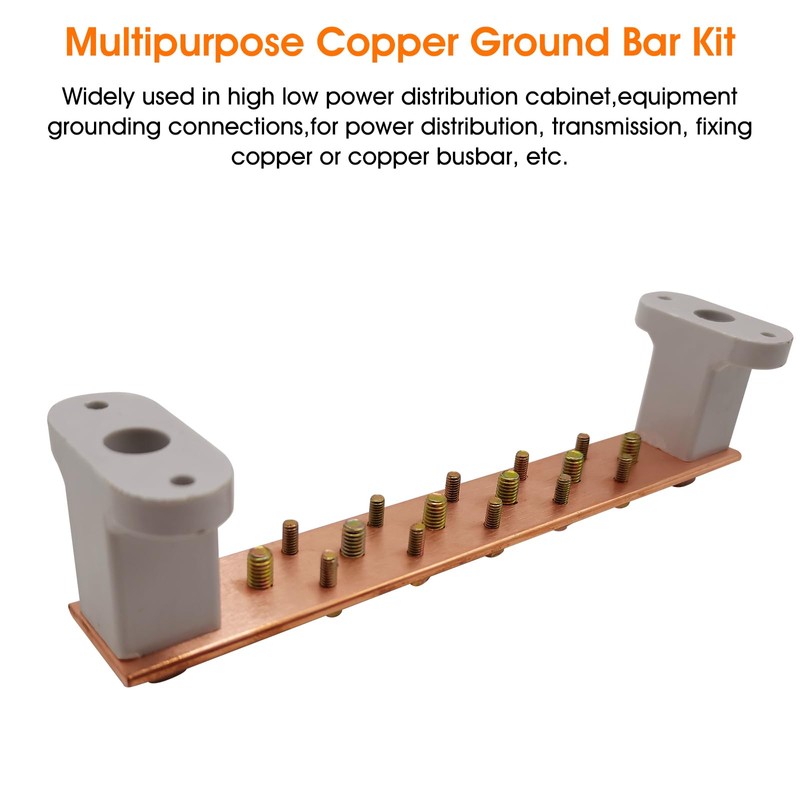 Copper Grounding Bar Kit, 7.8" Copper Bus Bar Ground Bus
