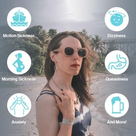 Blisslets Acupressure Relief Band - Cartagena Collection - Parentage (Blue/Camel/Gold, Large - 6 3/4" - 7 1/2")