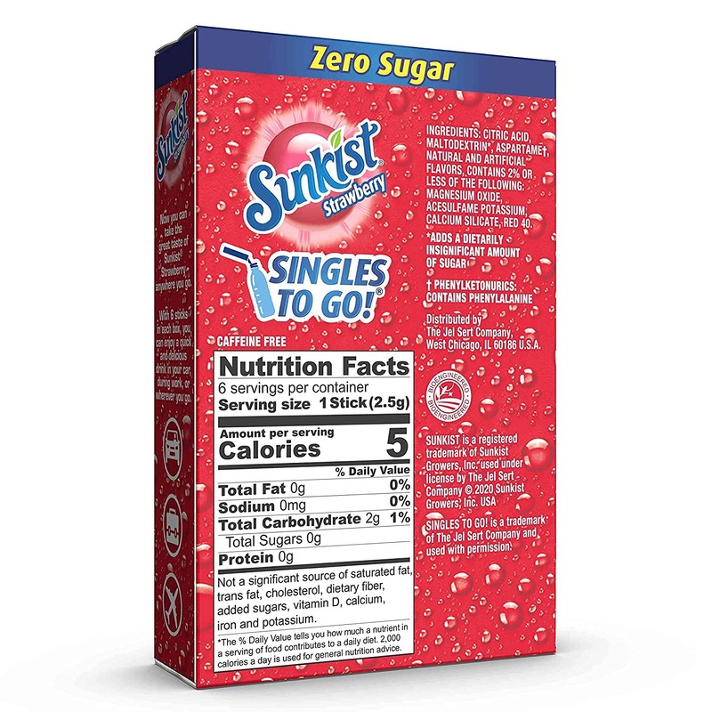 SINGLES TO GO! Sunkist Singles To Go Drink Mix Strawberry,