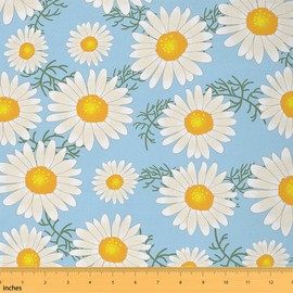 The Yard - Tela de margaritas Groovy de los años 70 con diseño de acuarela hippie para suministros de costura, tela de estilo rústico floral clásico salvaje para tapicería de bricolaje y detalles del
