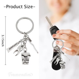 Framendino, 6 Pack Silver Keychain Gift for Women Men Cheer Gifts Charm Pendants Key Ring