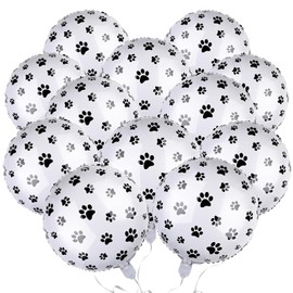12 Pcs 18 inch Dog Paw Print Aluminum Foil Balloons - Jungle Animal Patterns - Round Aluminium Foil Balloons for Zoo Themed Jungle Safari Themed Birthday Decorations
